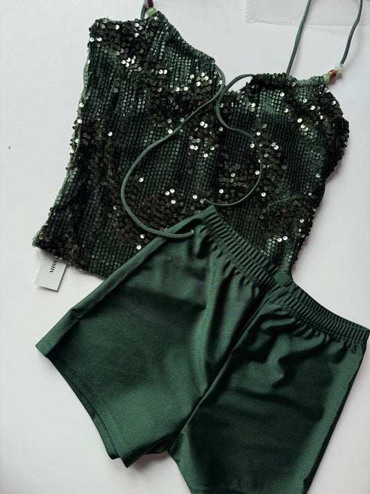 STRETCH KNICKER SHORTS- FOREST GREEN