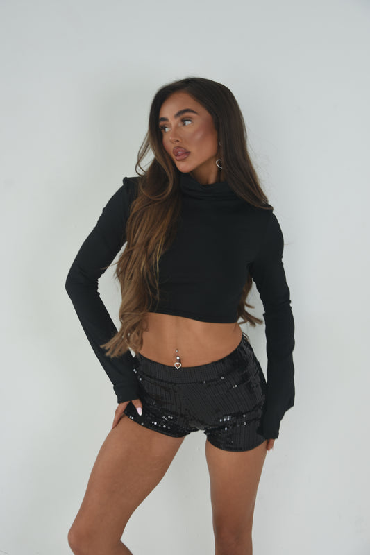 ‘ELLE’ SEQUIN SHORTS- BLACK