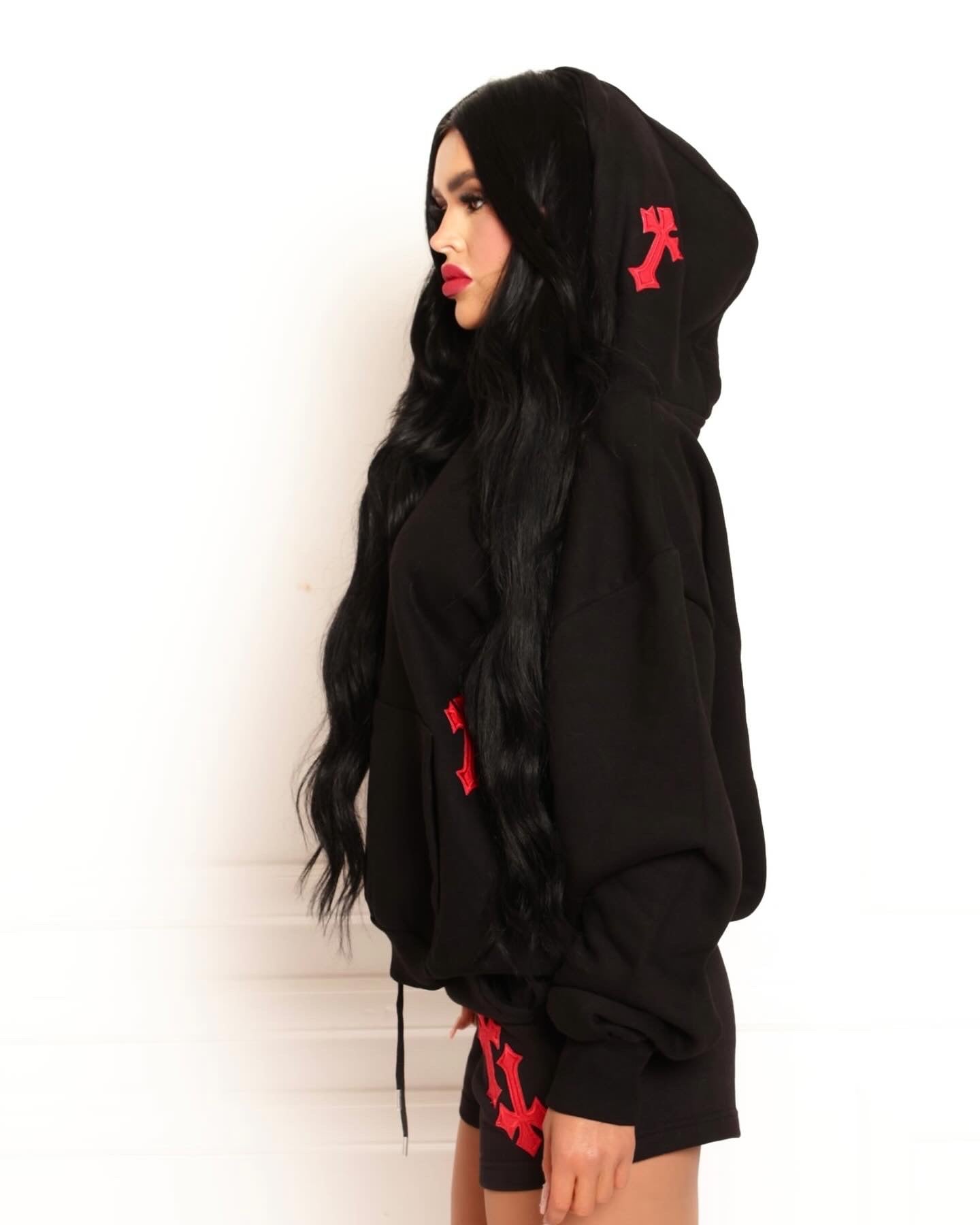 ‘CROSSED OUT’ 2 PIECE CO ORD SET- BLACK & RED