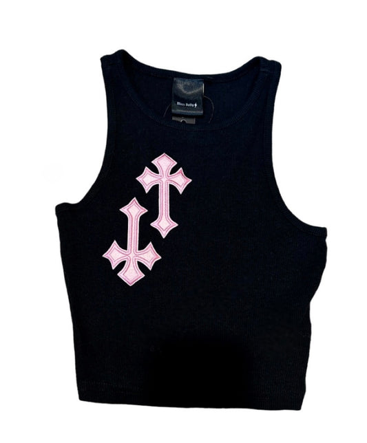 ‘CROSSED OUT’ RACER- BLACK & PINK