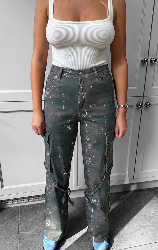 DENIM CARGO JEANS- CAMO