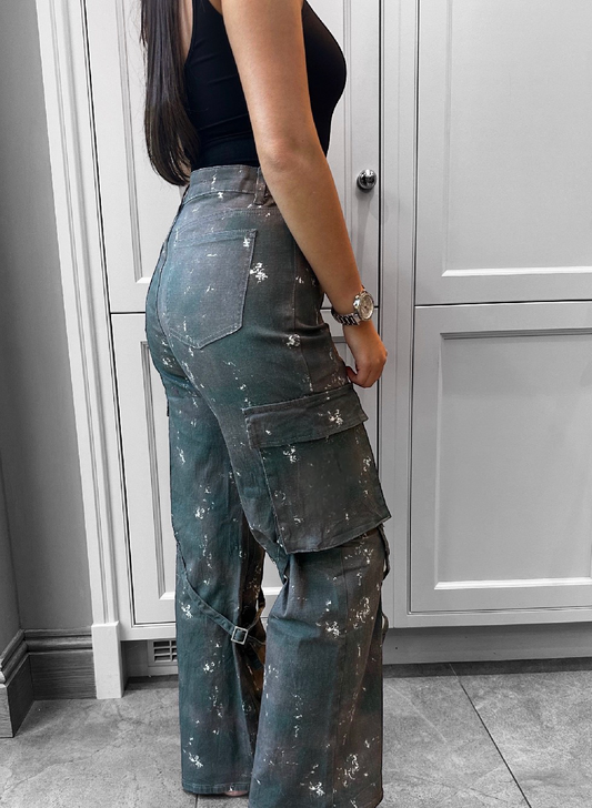 DENIM CARGO JEANS- CAMO