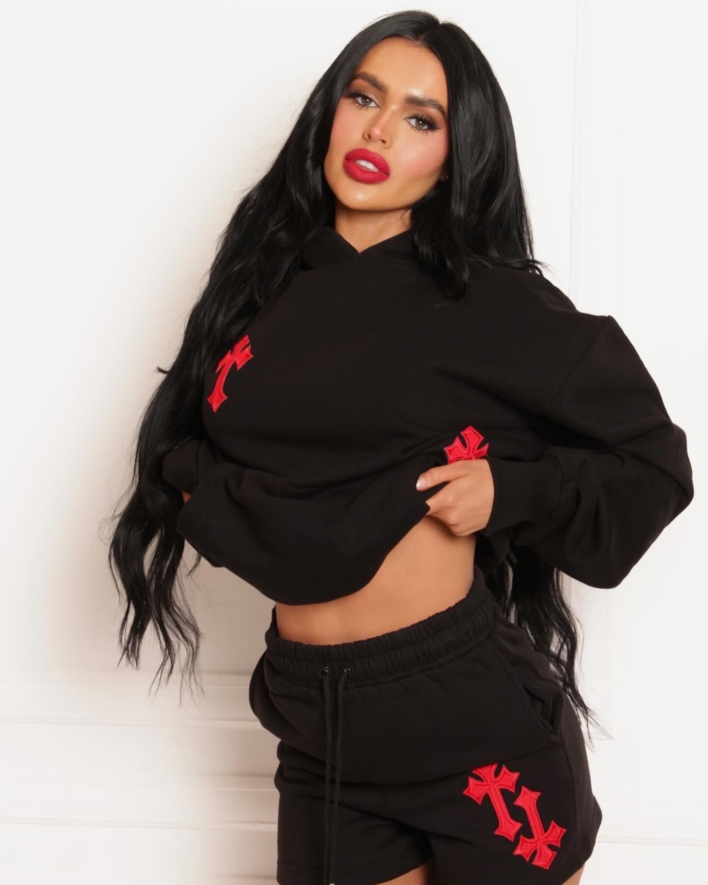 ‘CROSSED OUT’ 2 PIECE CO ORD SET- BLACK & RED