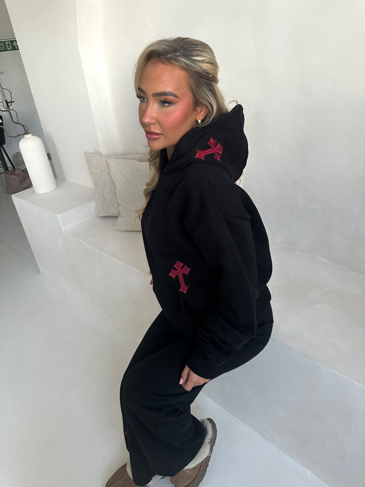 ‘CROSSED OUT’ PREMIUM HEAVYWEIGHT HOODIE- BLACK & WINE