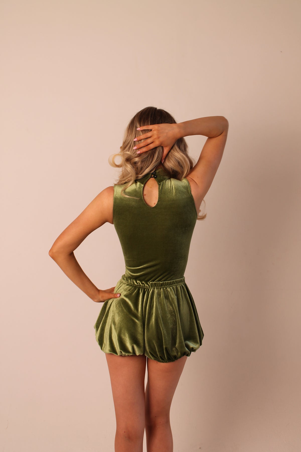 ‘BELLE’ VELOUR PUFFBALL MINI SHORTS