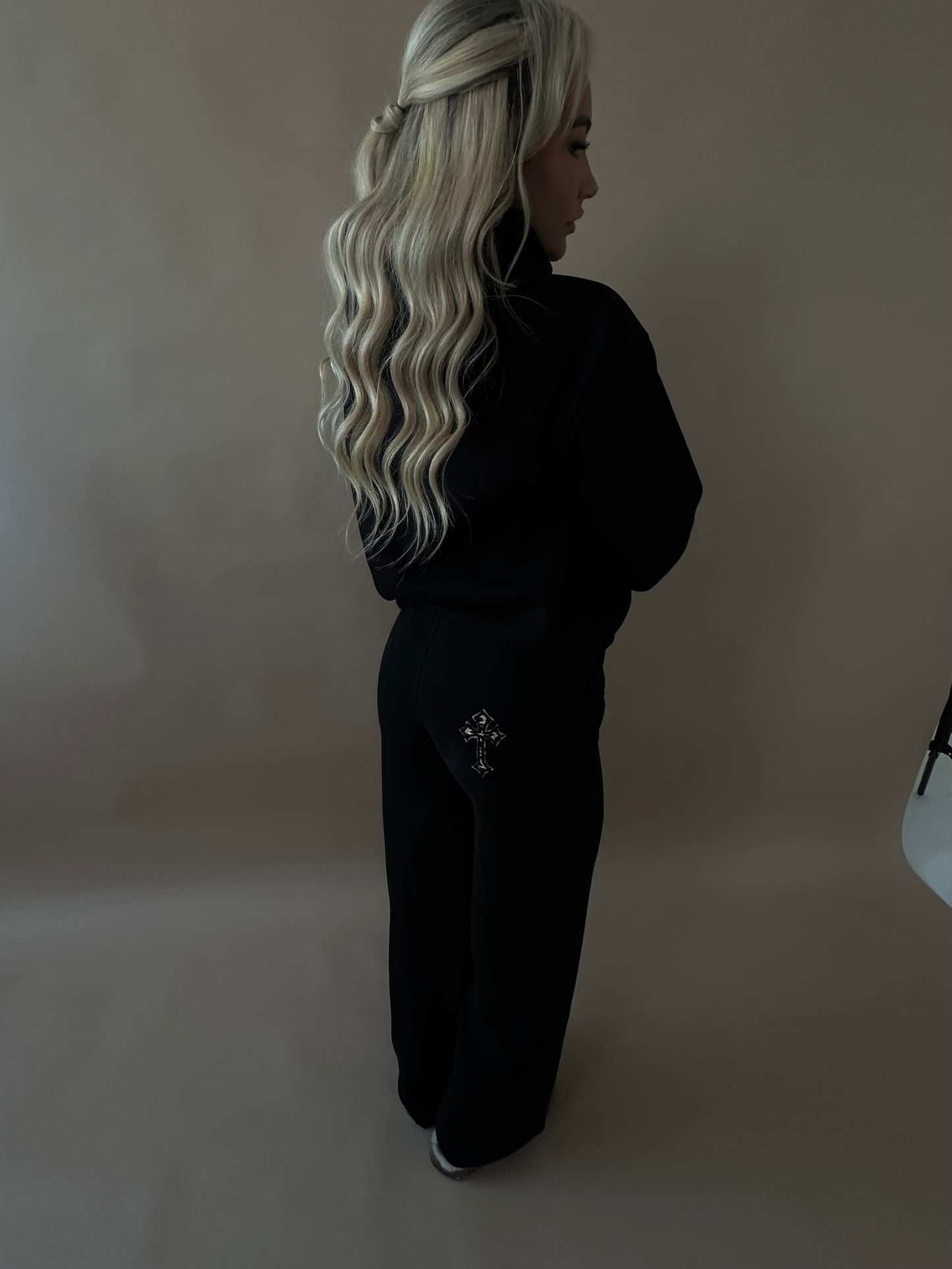 ‘CROSSED OUT’ WIDE LEG JOGGERS- BLACK & LEOPARD
