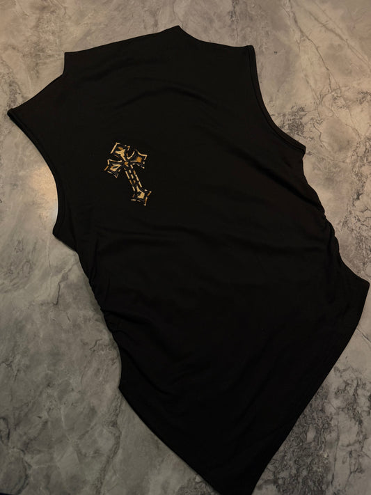 ‘DEMI’ RUCHE ASYMMETRIC TOP- LEOPARD