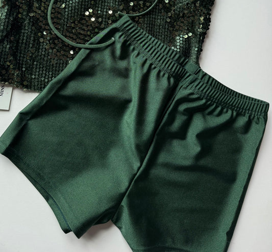 STRETCH KNICKER SHORTS- FOREST GREEN