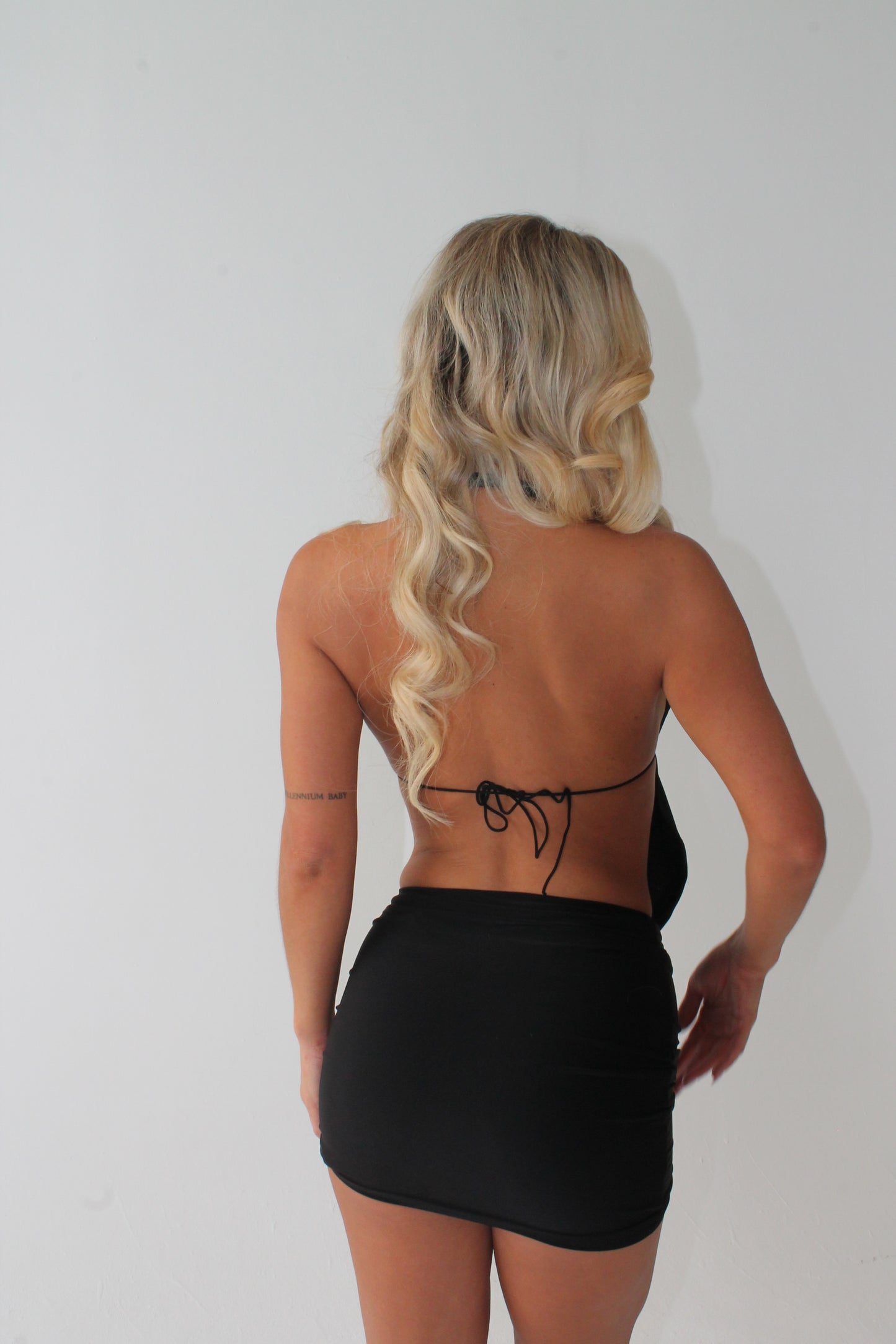 ‘KATE’ HALTER COWL NECK TOP- BLACK