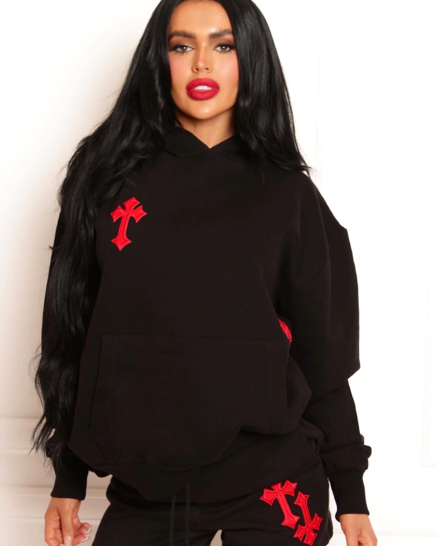 ‘CROSSED OUT’ 2 PIECE CO ORD SET- BLACK & RED