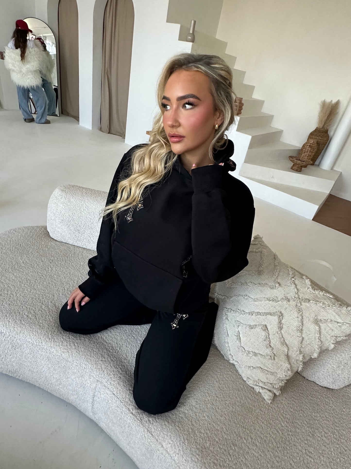 ‘CROSSED OUT’ WIDE LEG JOGGERS- BLACK & LEOPARD