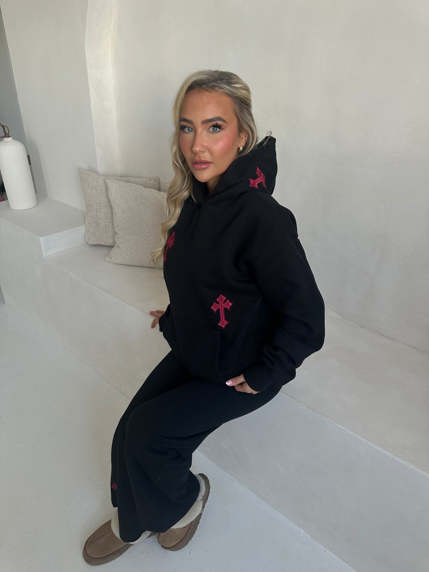 ‘CROSSED OUT’ PREMIUM HEAVYWEIGHT HOODIE- BLACK & WINE