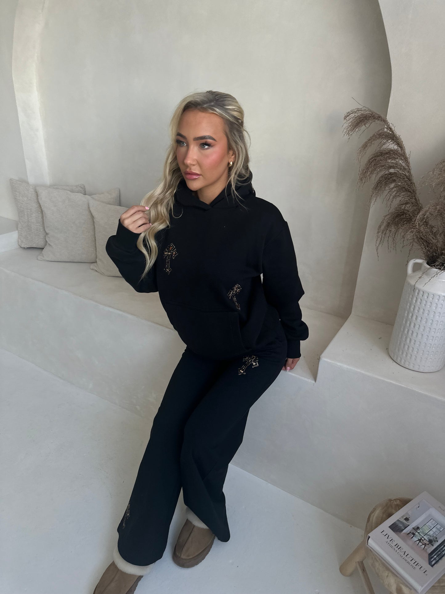 ‘CROSSED OUT’ TRACKSUIT SET- BLACK & LEOPARD