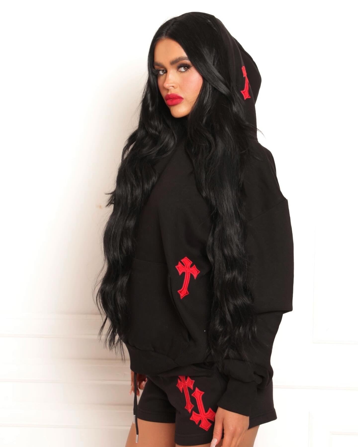 ‘CROSSED OUT’ 2 PIECE CO ORD SET- BLACK & RED