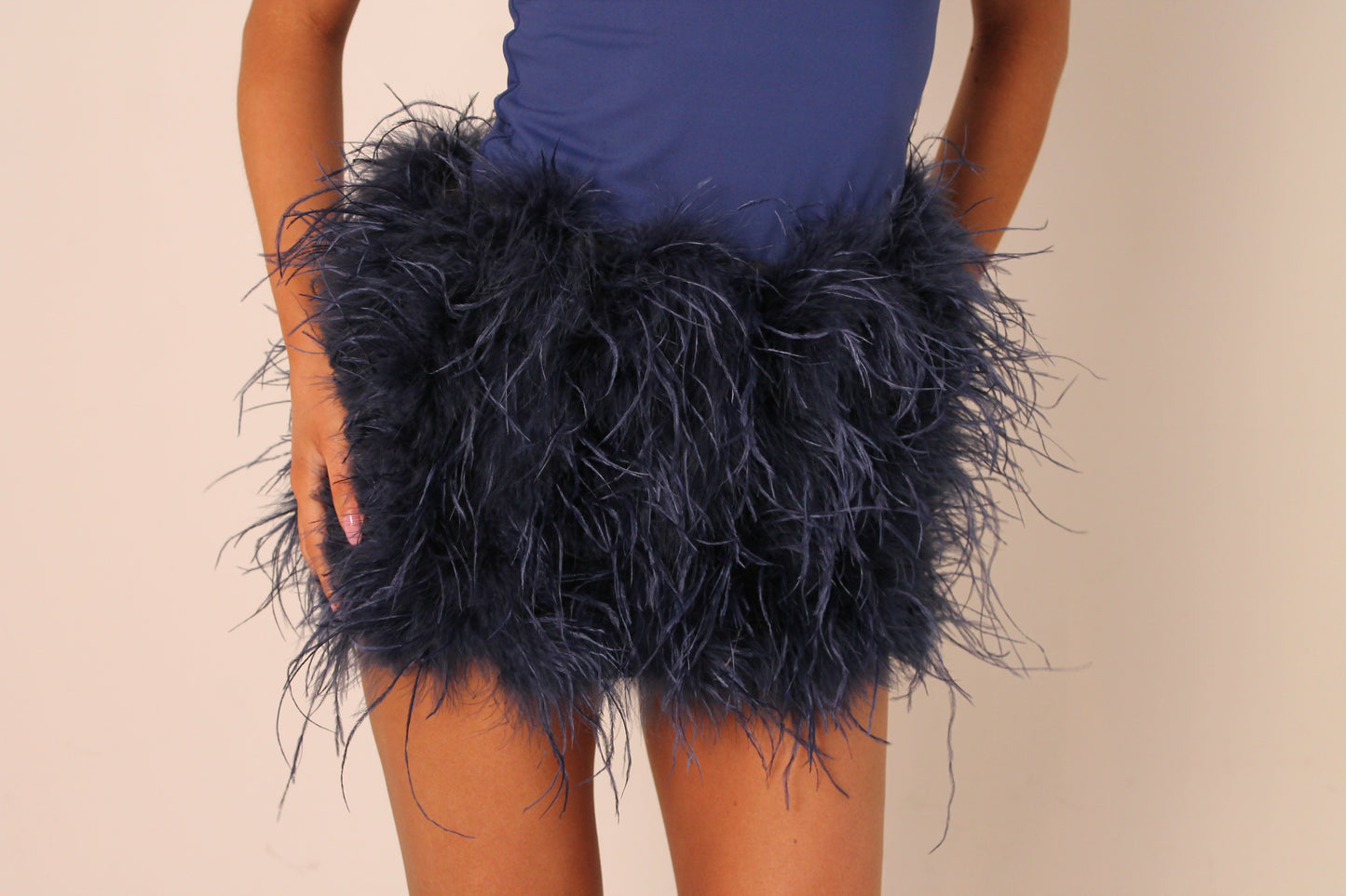 OSTRICH FEATHER MINI- NAVY BLUE