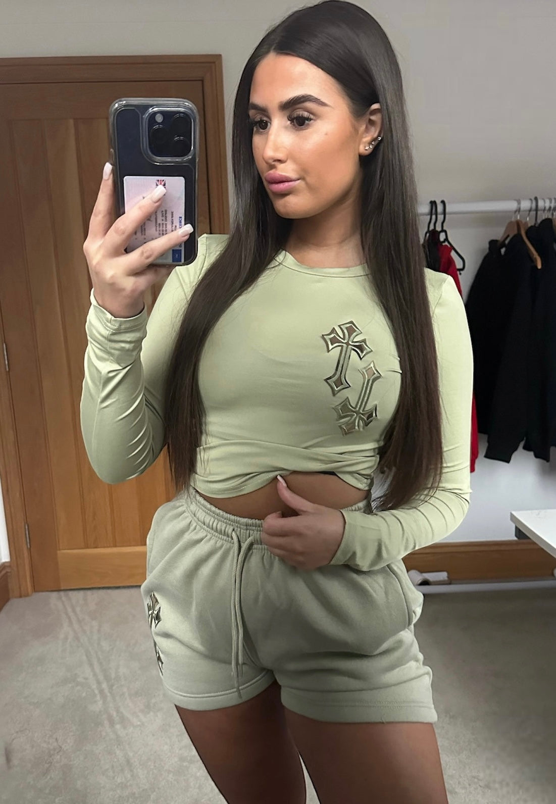 ‘CROSSED OUT’ BODYFORM TOP- KHAKI